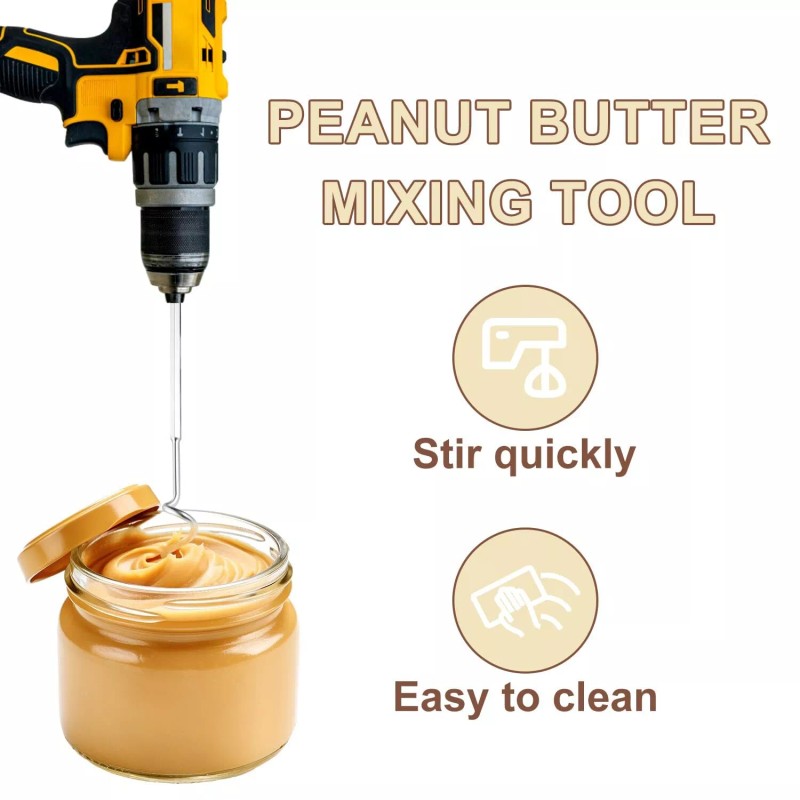 lasuroa Peanut Butter Stirrer 11.8 Inch Stainless Steel Nut Butter