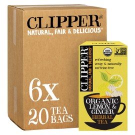 Clipper Tea Lemon & Ginger Teabags – Caffeine Free, USDA Organic, Great Hot or Iced – Aromatic, Natural, Fair & Delicious – 120 Tea Bags