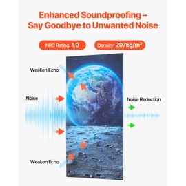 VEVOR 6 Pack Art Acoustic Panels, 70.87 x 47.24 x 0.4 inch Soundproof Wall Tiles, Self Adhesive Decorative Sound Dampening Absorbing Boards for Home, Office, Studio, Gaming Room,Theater, Earth