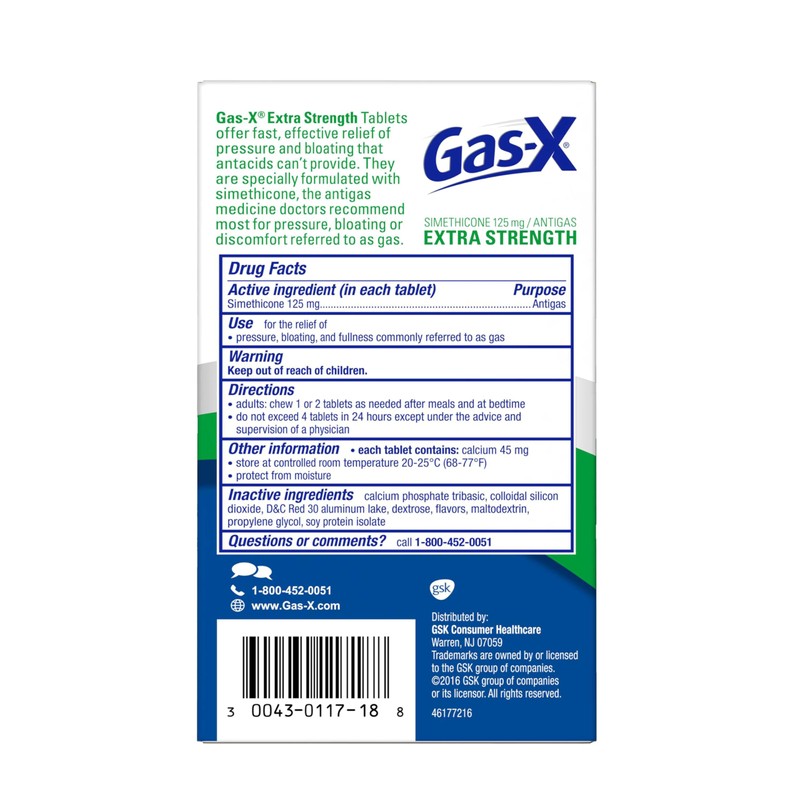 Gas-X Extra Strength Chewable Gas Relief Tablets with Simethicone 125