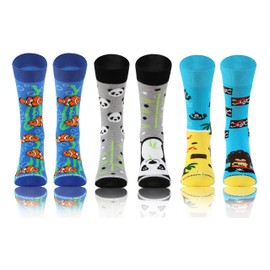 sesto senso Funny Colourful Crazy Socks Cotton Women Men 3 Pack Patterned Unequal Funny Socks Oddsocks, Pack of 3 funky panda fish pirates