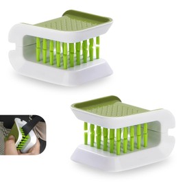 Arwrilt 2 PCS Car Seat Belt Cleaning Brush, U-Shaped Foldable Double Sided Car Interior Dust Brush, Multifunctional Cutlery Cleaner Brush, Car Seat Belt Cleaning Supplies (Green)