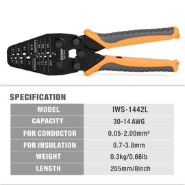 iCrimp Open Barrel Terminals Crimper for Various-sized Contacts AWG 30-14 works on JST,Molex,TE,HRS