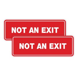 All Quality Standard Not an Exit Wall or Door Sign - Durable Material | Double-Sided Foam Tape | Red - Small (2 Pack)