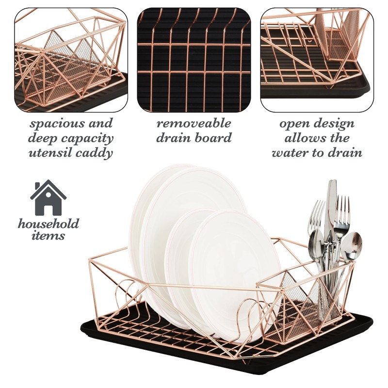Kitchen Details Geode Deluxe Dish Drying Rack with Drain Board