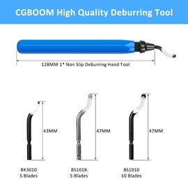 CGBOOM Universal deburring tool, metal handle, hand deburring tool with 20 replacement blades, 360° rotating blade, cutting tool for 3D printers, plastic, aluminium and stainless steel