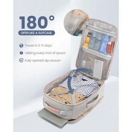 LOVEVOOK Travel Backpack for Women Men as Personal Item Flight Approved, 40L Luggage Carry On Backpack,17.3inch Large Laptop Backpack Waterproof Outdoor Sports with 3 Packing Cubes,Light gray-Pink