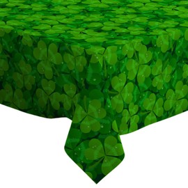 Q-Beans Rectangle Decorative Tablecloth [Size: 60 x 84 inch], Washable and Reusable Table Cloth Cover for Indoor and Outdoor (Saint Patricks Day Shamrock)