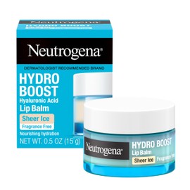 Neutrogena Hydro Boost Hyaluronic Acid, Unscented Lip Balm Leaves Lips Feeling Hydrated, Sheer Ice Nude Lip Balm with a Sweet Sugar Flavor, Fragrance Free, 0.5 oz