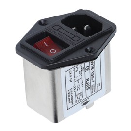 CW2B-10A-T Single-Phase Line Regulator EMI Filter AC115/250V 50/60 Hz Power Supply Filter Red Button Version
