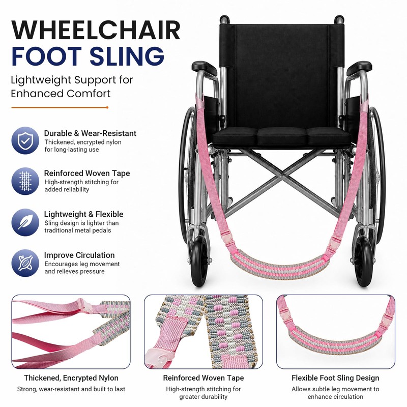 Wheelchair Footrest Strap with Buckles, Fits 32"-39" Seat Widths, 1