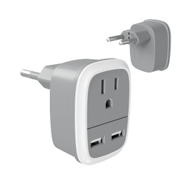 Bates European Travel Adapter with USB - US to Europe Plug Adapter for Travel
