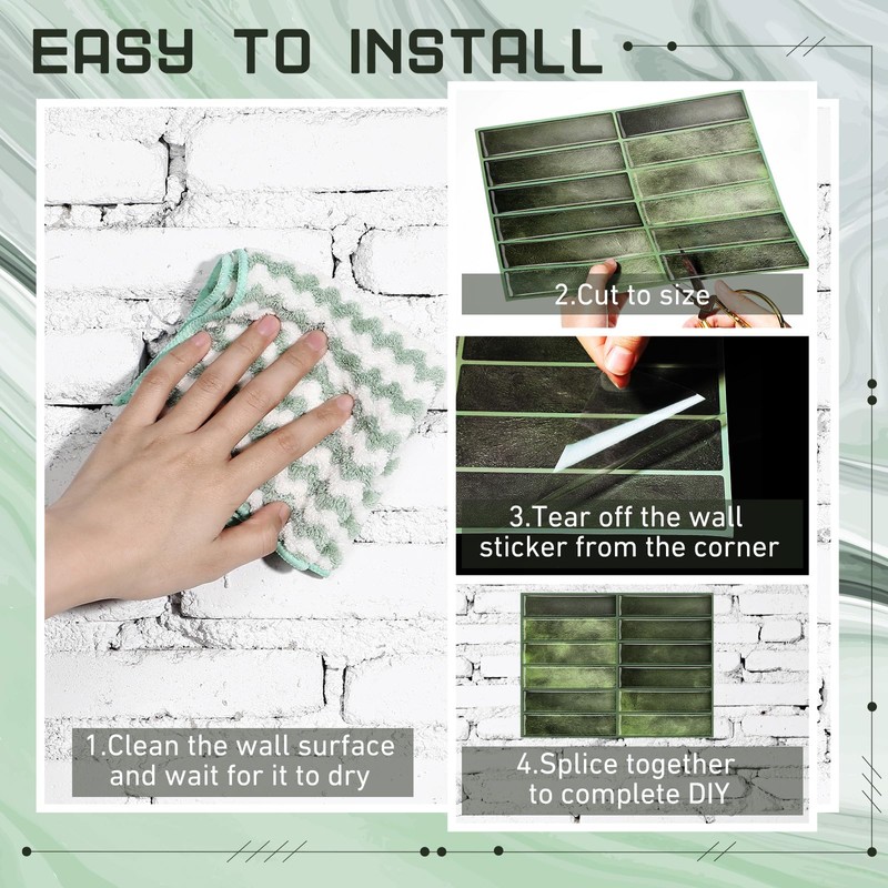 Drydiet 10 Sheets Tile Peel and Stick Backsplash 11.43 x