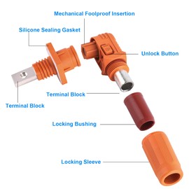 ZIWIMEGO Battery Energy Storage Connector, Connectors High Current Quick Plug Terminal Flame Retardant IP67 Waterproof Elbow Power Terminal Right Angle Crimping Wiring 120A/200A (Positive Electrode)