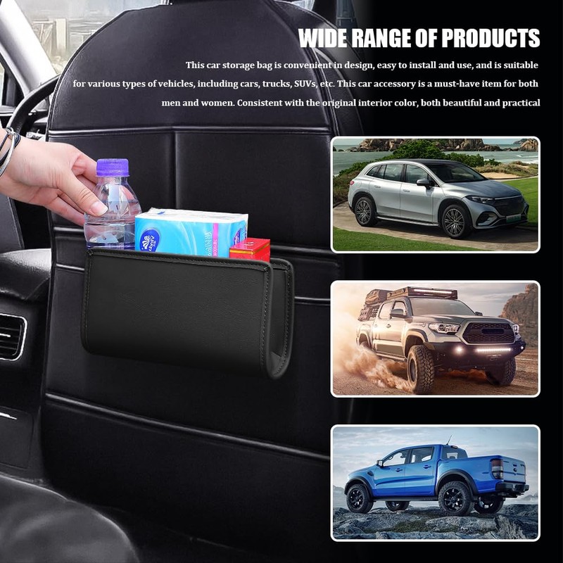 QZTYTY Car Trash Can, Leather Vehicle Trash Bin, Car Dustbin