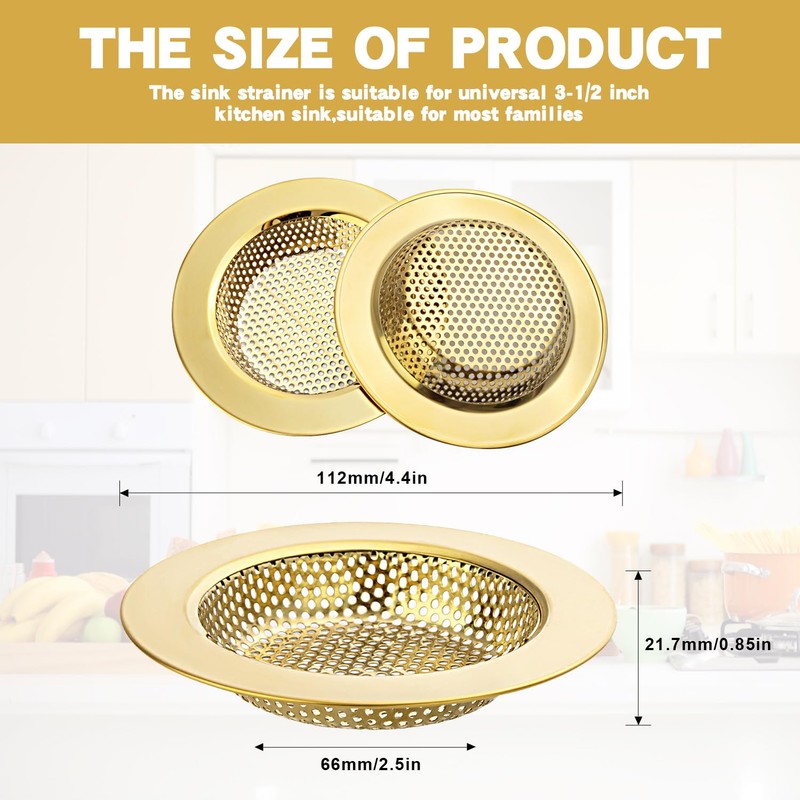RQYEKDO 2-Pack Kitchen Sink Strainer Stainless Steel with Coarse Mesh