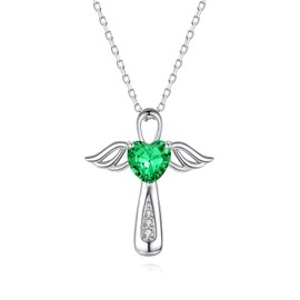 YLT 925 Sterling Silver Angel Wings Cremation Jewelry for Ashes Keepsake Memorial Cross Urn Pendant Necklace for Women Men