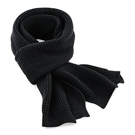 Classic Waffle Knit Scarf - Black
