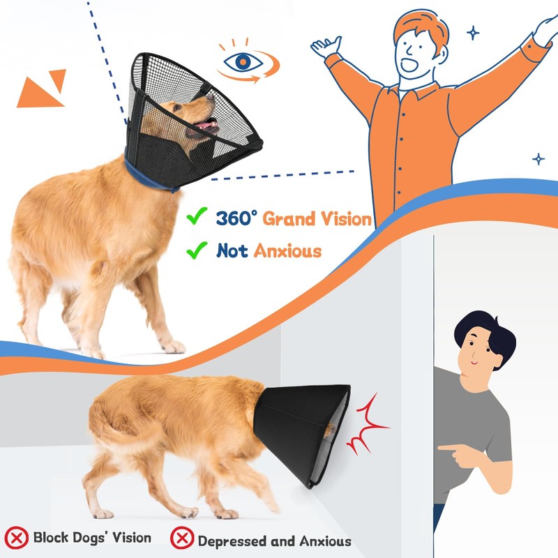Supet Soft Dog Cone Collar for Small Dogs, Comfortable Mesh