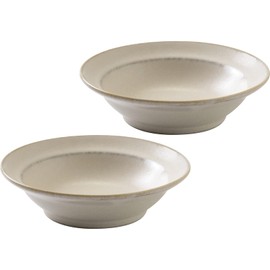 Minoru Pottery Mino Ware Curio 135 Bowl, Beige, Set of 2