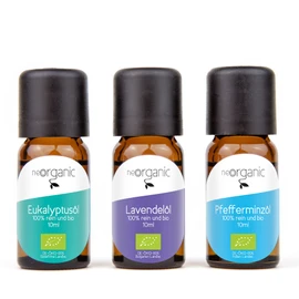 NeoOrganic® Favourite Fragrances - Organic Aroma Set Essential Oils - Organic Lavender Oil, Organic Eucalyptus Oil and Organic Peppermint Oil - 3 x 10 ml
