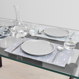 Style Decor Placemats, Set of 2, 11.8 x 17.7 inches (30 x 45 cm), Laminated Type, Silver Light