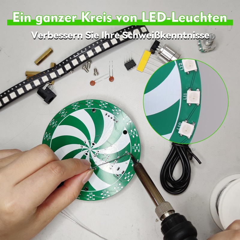 pemenol Round RGB Light Soldering Electronic Kit with 7 Light