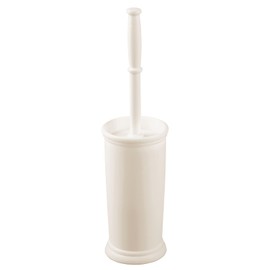 mDesign Toilet Bowl Brush and Holder - Covered Bathroom Brush - Standing Scrubber in Modern Holder - Space Saving, Deep Cleaning for Toilet - Cream/Beige