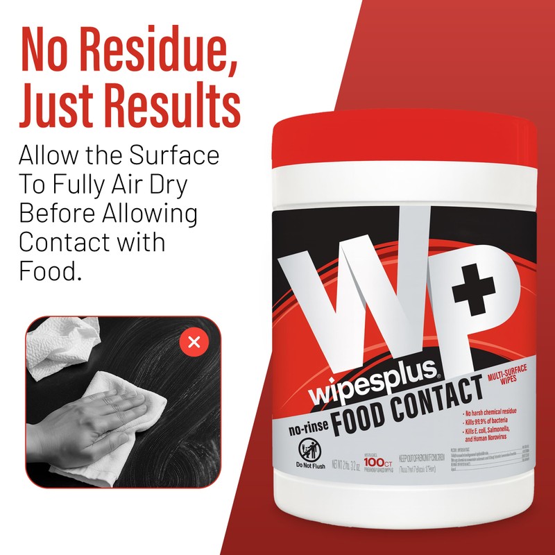 WIPESPLUS Cleaning Wipes All Purpose Food Contact - No Rinse,