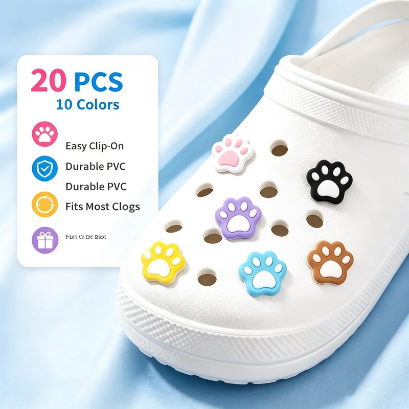 Tandarui 20 Pack paw Print Charms, Decoration Pins Pack for