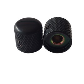 Set of 2 US Spec Dome Top Barrel Set Screw Knobs for Tele or P Bass - Black
