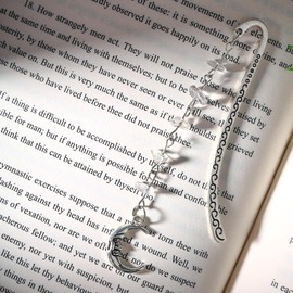 Pyotivol Vintage Bookmark Moon Gold Metal Hook Pendant Book Mark with Natural Crystal Chain Book Marks for Reading Women, Men, Book Lovers, Girls, Teens, Teachers and Students Handmade Bookmarks