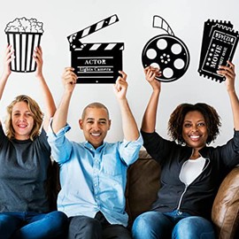 Cabilock 5pcs Movie Theater Decoration Cinema Room Wall Plaque Entertainment Center Home Decor Movie Room Accessories for Home Party Cinema Room