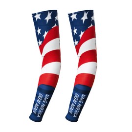 Bilymate USA Flag Cooling Arm Sleeves for Men & Women, Seamless Compression UV Sun Protection UPF 50+, Tattoo Cover, M Size