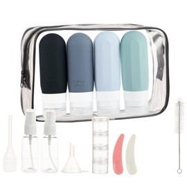 Silikon Reiseflaschen，FHISKUNYU 16 Stück Reiseflaschen, Nachfüllbar&Auslaufsiche Reisegröße Behälter, Reiseflaschen zum Befüllen von Shampoo, Lotion, Spülung, Kosmetik，Duschgel（BPA-frei）