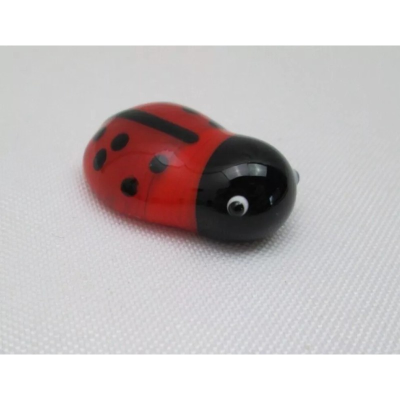 Unbranded Miniature Mini Glass Black & Red Lady Bug Glass