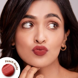 MAMAEARTH Moisture Matte Lipstick (Peach Nude) | Infused with Vitamin E & Avocado Oil | 12-Hour Long Stay & 8-Hour Moisture Lock | Smudge-Proof | 0.07 Oz/2g