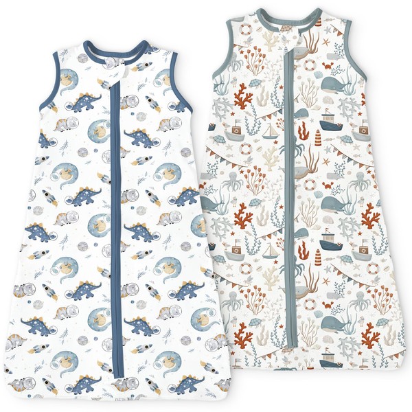 TOTBASIC Sleep Sack 6-12-15 months 2-Pack, 0.5 TOG Stretchy Summer