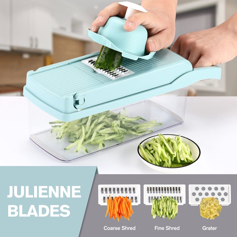 KEOUKE Vegetable Chopper Mandoline Slicer Blue - 12 in 1