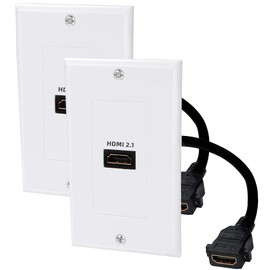 tunghey 2-Pack 1-Port 8K HDMI Wall Plate in White with 8K 60Hz and 4K 120Hz (HDMI Outlet, HDMI Wall Outlet, HDMI Box Supporting VRR, ALLM and HDR) (2Pack 1Port)