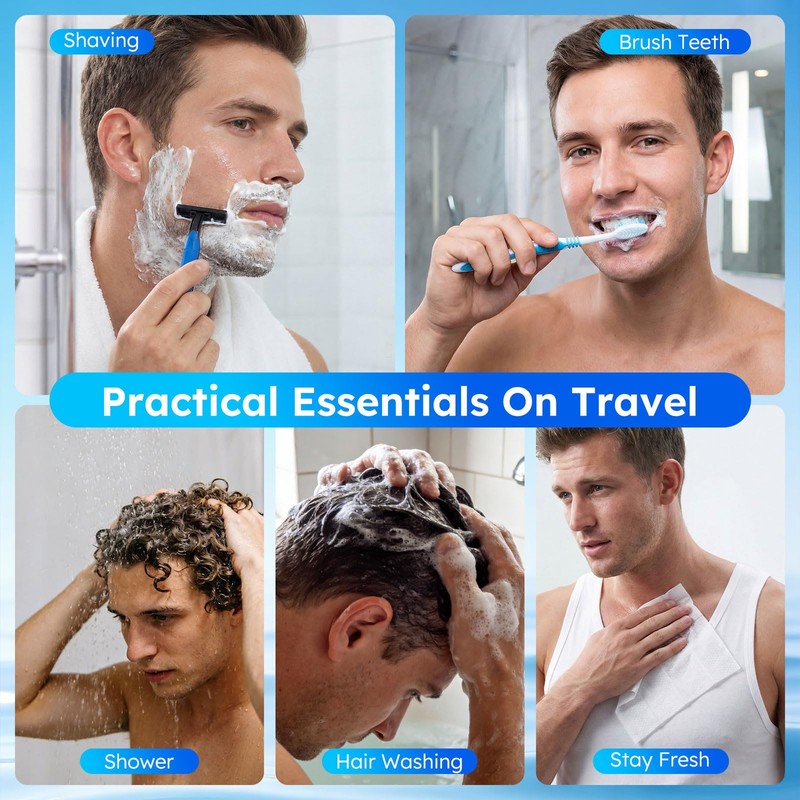 Travel Hygiene Kit Disposable Personal Men Toiletries Bulk (11-in-1, 20)