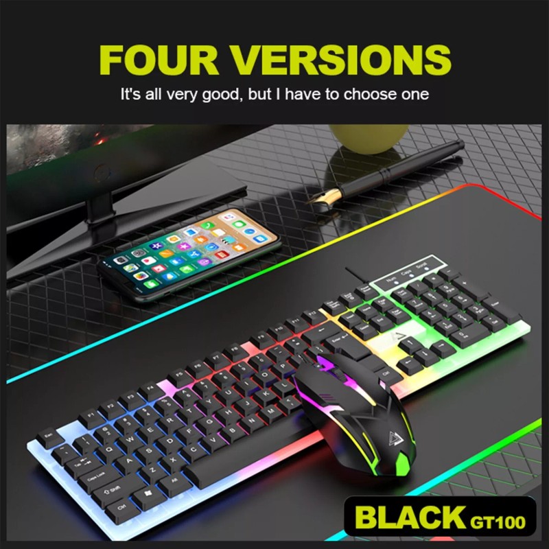 DONWELL GT100 Wired Gaming Keyboard Mouse Kits with Mechanical Feel