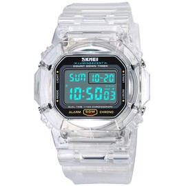 PASOY Women Outdoor Sports Swim Watches Digital Multi-Function Alarm Stopwatch Countdown Backlight Girls Waterproof Watch White