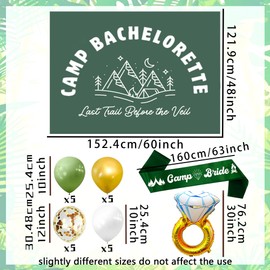 Banner para decoración de despedida de soltera de campamento con texto en inglés "Last Trail Before the Veil", para senderismo, montaña, despedida de soltera, para boda, despedida de soltera