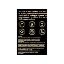 AHAL - Jabón Facial con Carbón Activado, Limpiador Facial Profundo y Detox, Jabón para Acné Ideal para Piel Grasa y Mixta, Ingredientes Naturales, Veg