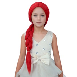 MAGQOO Red Braided Wig Kids Long Red Braid Wig Girls