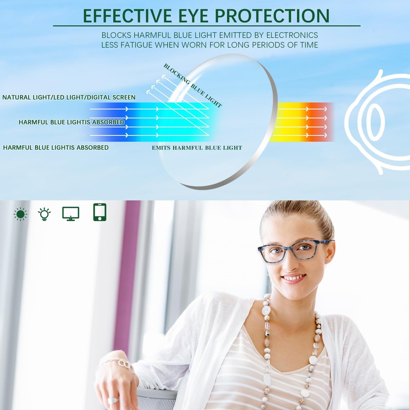 STASTEND 4 Pack Progressive Multifocus Reading Glasses for Women Men