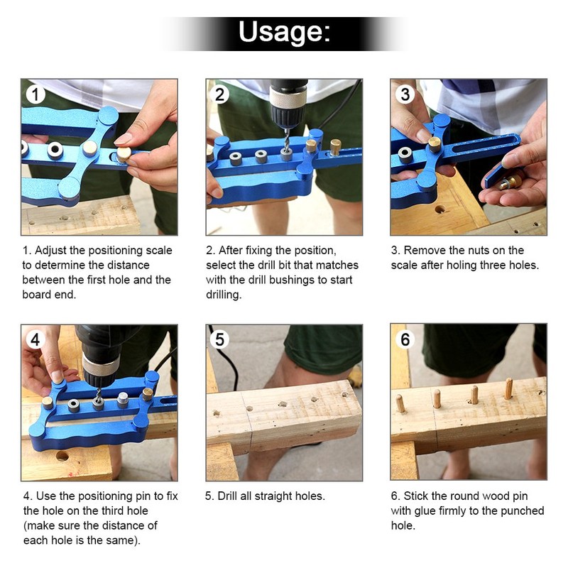 Self Centering Dowelling Jig, 6/8/10mm Wood Dowel Hole Drilling Guide