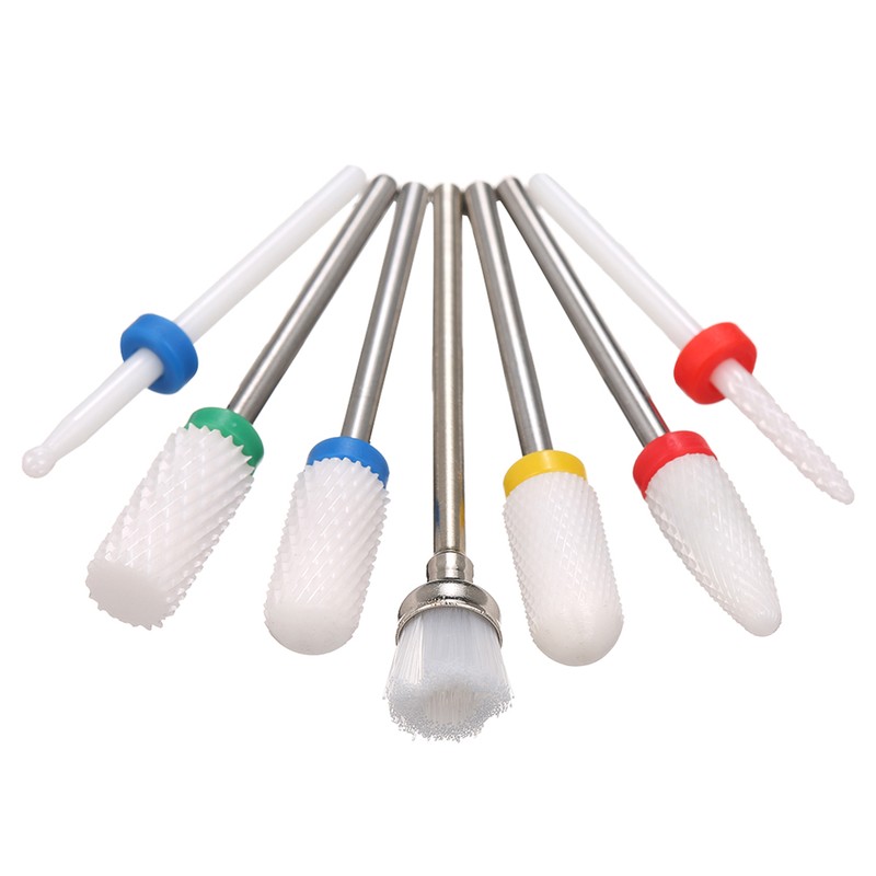 7pcs Ceramic Nail Drill Bits Set Pedicure & Manicure Drill