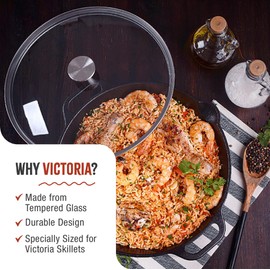 12.1-Inch Glass Lid for Victoria Round 13-Inch Cast Iron Skillet or Pan, Custom Made for Only Victoria Brand, Internal Diameter 12.1-Inch, External Diameter 13 Inch